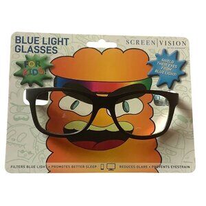 ICU Eyewear Kids Screen Vision Blue Light Filtering Large Oval Glasses Black NEW